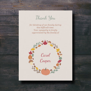 Fall Wreath Tarjeta de nota de agradecimiento po