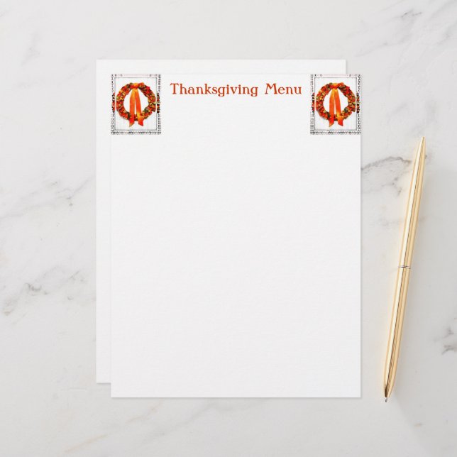 Fall Wreath Thanksgiving Menu (Anverso/Reverso In Situ)