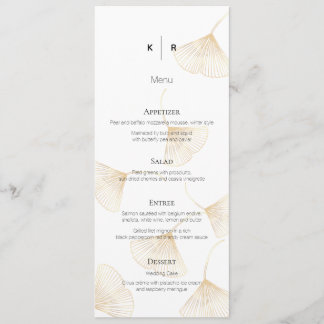 Falling Gold Ginkgo deja tarjeta de menú Boda