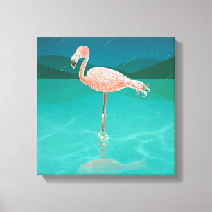 FALMINGO POR LA NOCHE IMPRESIÓN DE ARTE DE CANVAS 