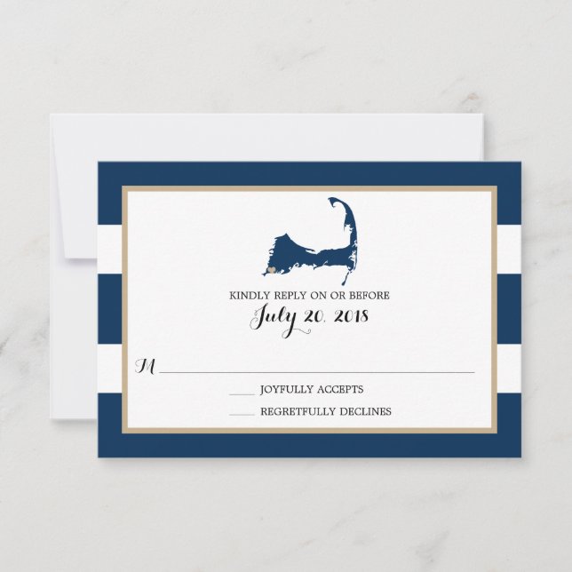 Falmouth Cape Cod con corazón | RSVP de boda (Anverso)