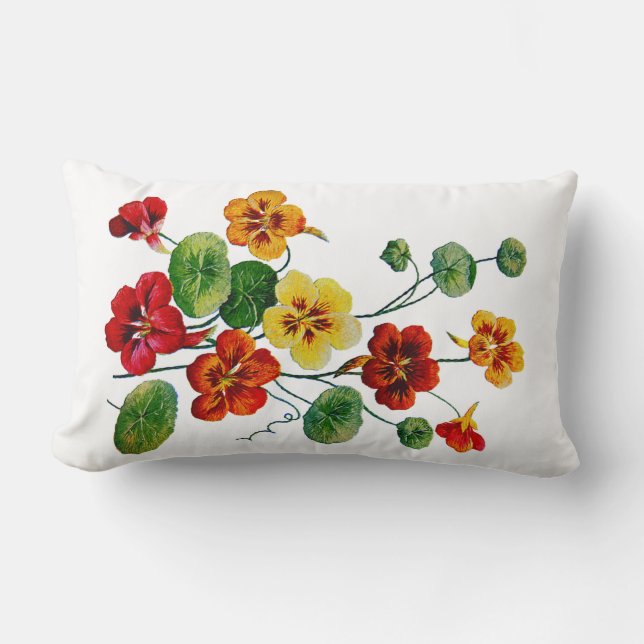 Falsa almohada bordada de las capuchinas coloridas (Anverso)