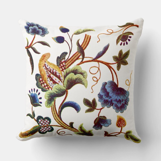 Falsa almohada isabelina azul del bordado (Anverso)