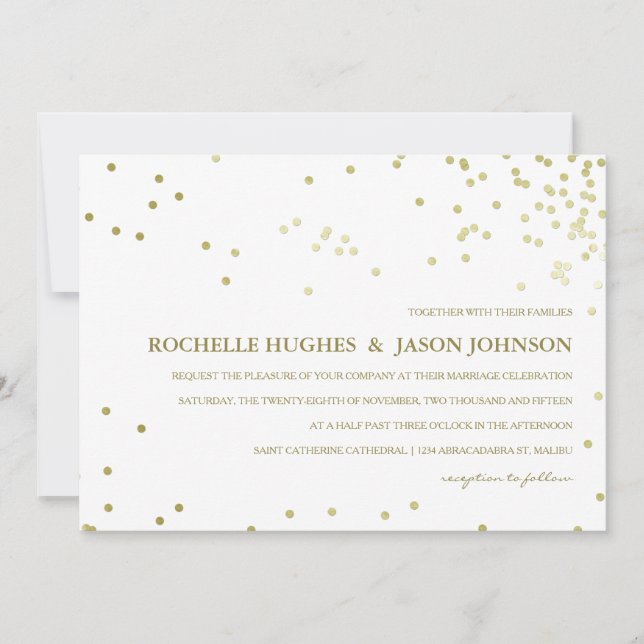 Falsa invitación de la boda del confeti del (Anverso)