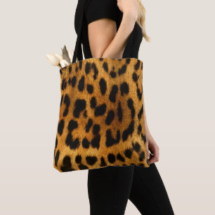 Falsa piel del leopardo por todo la bolsa de asas