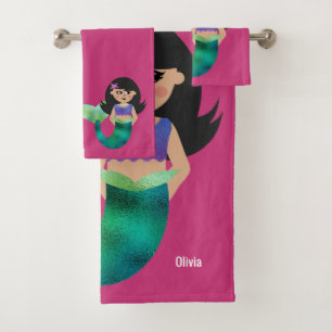 Falsa sirena personalizada del pelo negro del