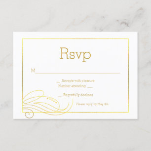 Falsa tarjeta elegante de RSVP del Relieve
