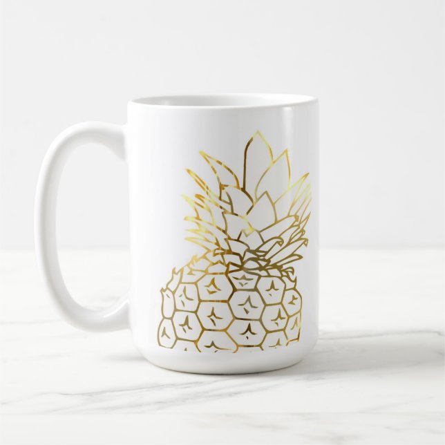 Falsa taza de café de la piña del oro (Izquierda)