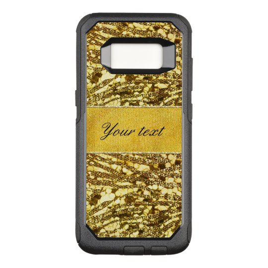 Falsas rayas de moda de la cebra de la hoja de oro funda otterbox commuter para samsung galaxy s8