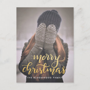 Falso Faux Gold Script de navidad manuscrita