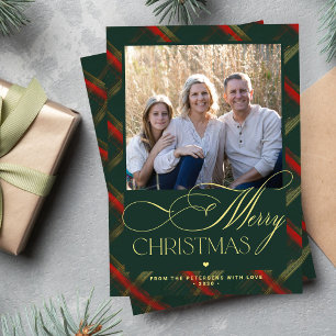 Falso guión dorado de Navidad oscuro platillo verd