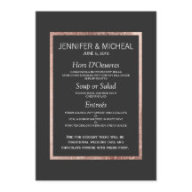 Falso menú color de rosa elegante de la boda del