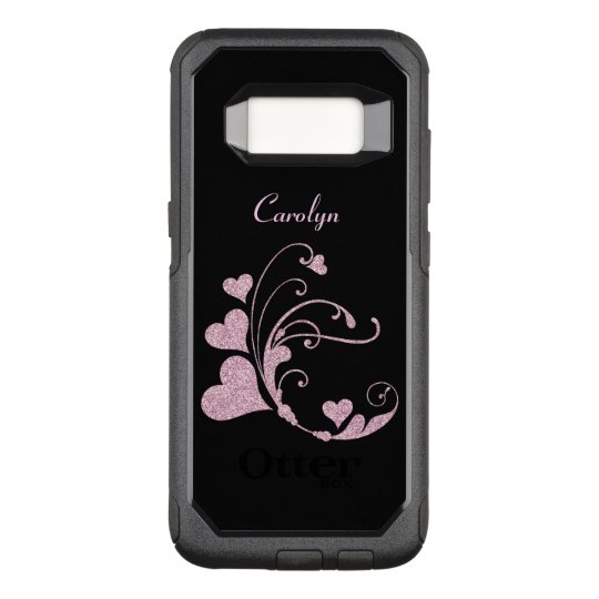 Falso remolino del brillo del corazón rosado funda otterbox commuter para samsung galaxy s8