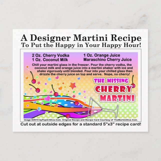 Falta la postal de la receta de Cherry Martini (Anverso)