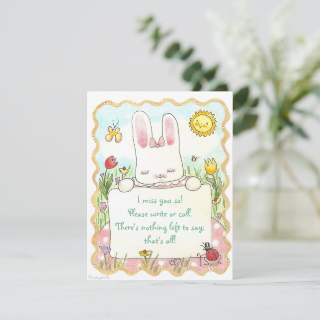 Falta tu tarjeta de felicitación Bunny (Anverso de pie)