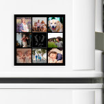 Familia 8 foto collage monograma nombre keepsake<br><div class="desc">Monograma personalizado y nombre con plantilla familiar año 8 foto cuadrícula elegante plantilla simple de fotos de keepsake en blanco y negro crean su propia tarjeta magnética.        Un regalo reflexivo para Navidades,  aniversario familiar,  nuevo calentamiento del hogar o Día de Acción de Gracias.</div>
