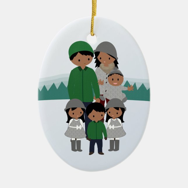 Familia adaptable de seis ornamentos del navidad (Frente)