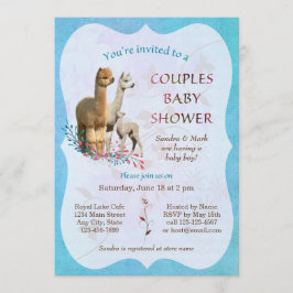 Familia Alpaca Parejas de Baby Shower Invitación B