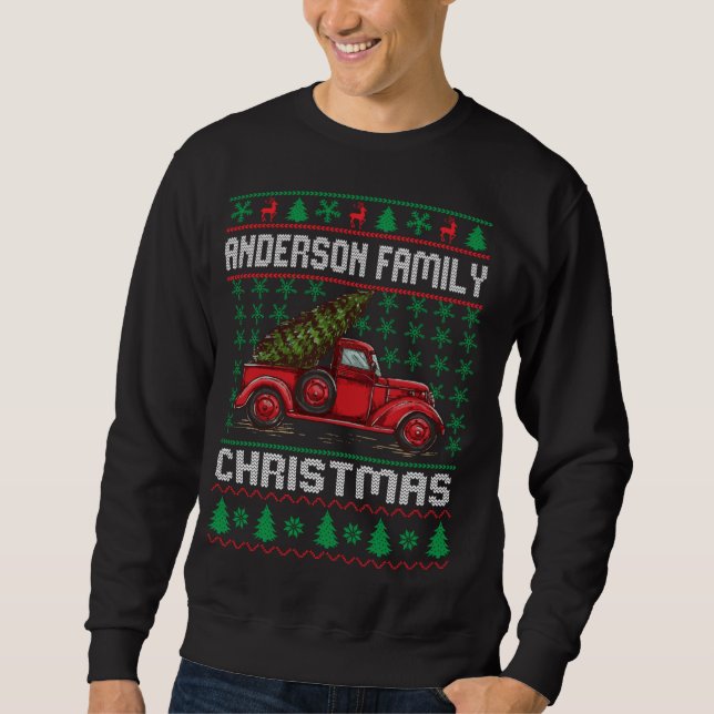 Familia Anderson Navidades feos Sweater Red Truck  (Anverso)