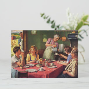 Familia antigua desayunando en la cocina
