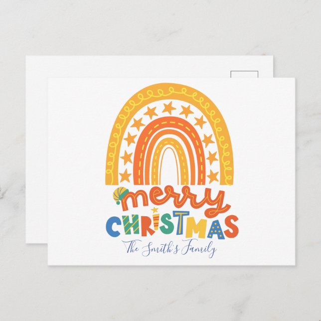 Familia arcoiris navidades Feliz postal navideña (Anverso / Reverso)