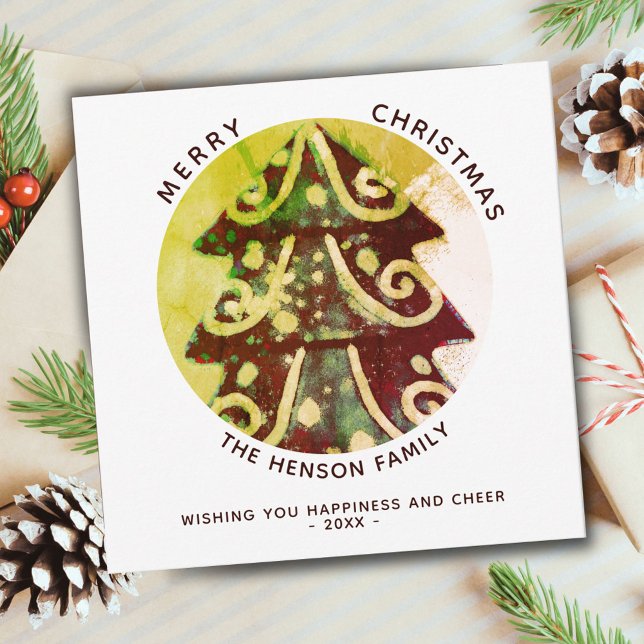 Familia artística de árbol de Navidad simple festi (Subido por el creador)