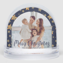Familia Blue Gold Star Foto Feliz Navidad