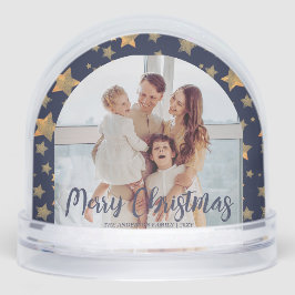 Familia Blue Gold Star Foto Feliz Navidad