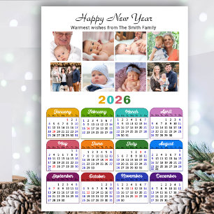 Familia Calendario 2026 8 Collages de fotos Magnét