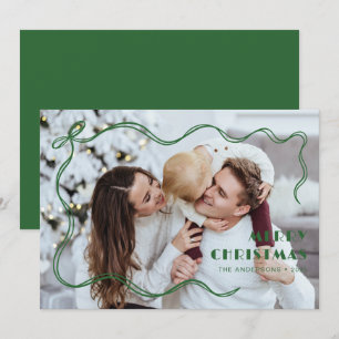 Familia con cinta verde moderna Foto Feliz Navidad