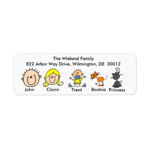 Familia con dos etiquetas de dirección de los