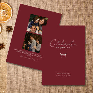Familia Cristiana Elegante Foto Religiosa Navidad