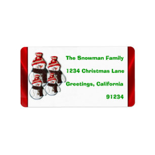 Familia Cute De Snowman De Cuatro Etiquetas De Dir