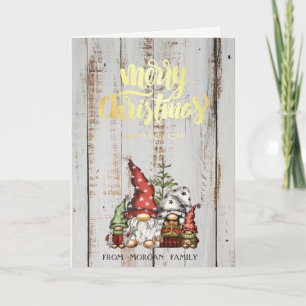 Familia Cute Gnomes Madera Feliz Navidad