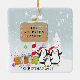Familia Cute Pingüinos de 3 Ornamentos de Navidad