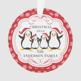 Familia Cute Pingüinos de 4 Ornamentos de Navidad