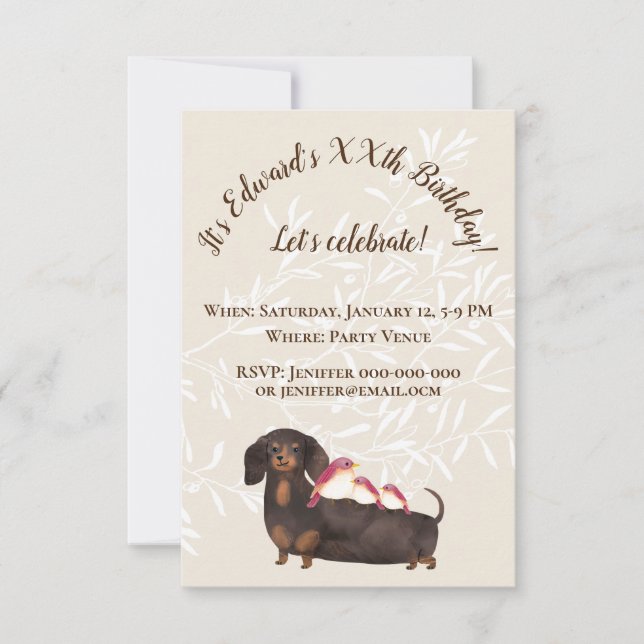 Familia Dachshund y Aves (Anverso)