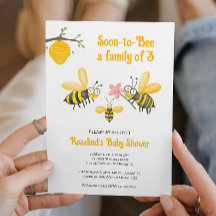 Familia de 3 invitaciones Baby Shower pronto