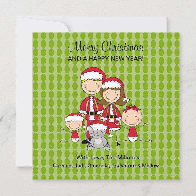 Familia de 4 con tarjeta de Navidades para gatos (Anverso)