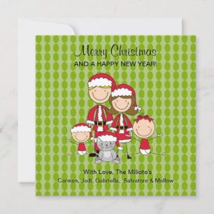 Familia de 4 con tarjeta de Navidades para gatos