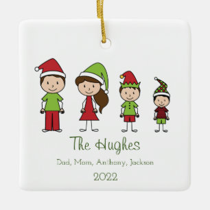 Familia de 4 cutáneos adornos de Navidad personali