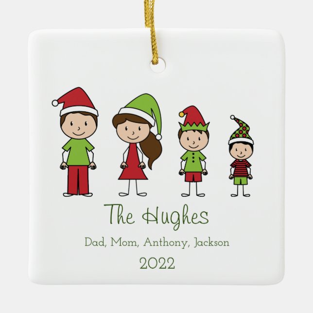 Familia de 4 cutáneos adornos de Navidad personali (Anverso)