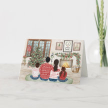 Familia de 4 Niña y Niño, Navidad en familia junto