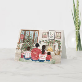 Familia de 4 Niño bebé, Navidad en familia junto a