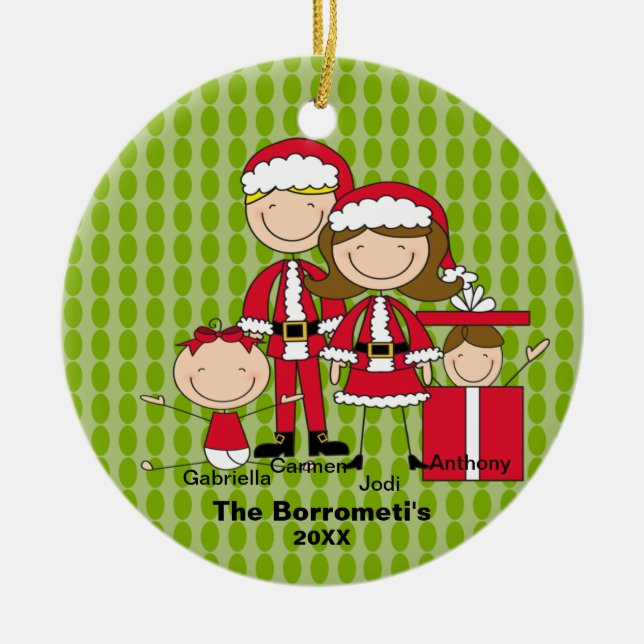 Familia de 4 Ornamentos de Navidad (Frente)