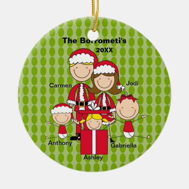 Familia de 5 Ornamentos de Navidad (Frente)