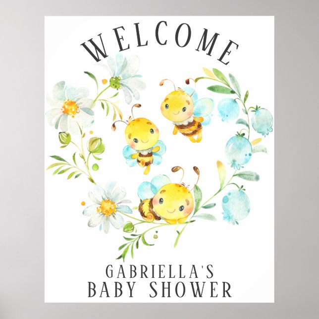 Familia de Abejas de 3 Posters de Baby Shower (Frente)