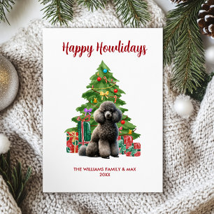 Familia de adorable perro Caniche en Navidad
