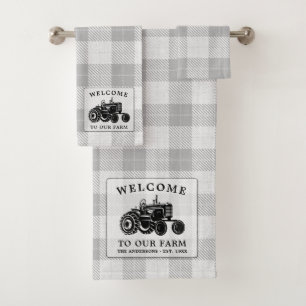 Familia De Bienvenida Tractor De Granjas Placa Bla