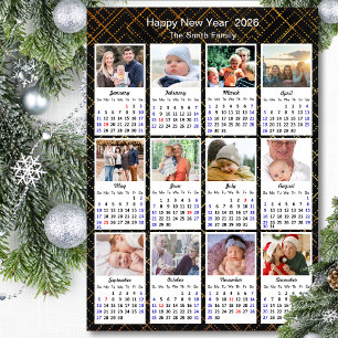 Familia de calendarios 2026 12 Foto Oro negro mode
